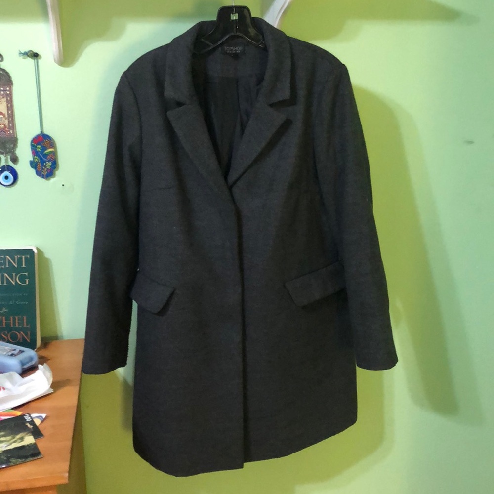 topshop long top coat - charcoal